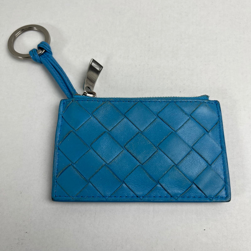 【中古品】【レディース】 BOTTEGA VENETA ボッテガ・ヴェネタ イントレチャート コインケース ライトブルー 箱付 ※角スレあり 財布 181-260705-io-01-fuzh 万代Net店