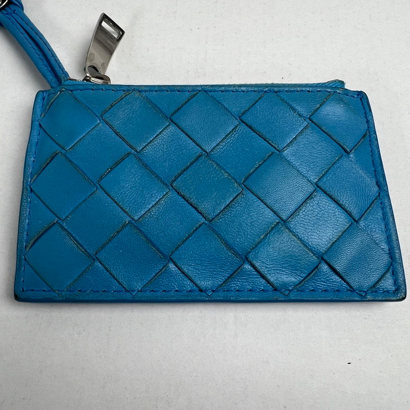 【中古品】【レディース】 BOTTEGA VENETA ボッテガ・ヴェネタ イントレチャート コインケース ライトブルー 箱付 ※角スレあり 財布 181-260705-io-01-fuzh 万代Net店