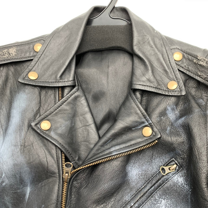 【中古品】【メンズ】 USED レザーライダースジャケット ライダース ジャケット BLACK ペイント加工 SIZE:38 ※ダメージ有・使用感あり 147-260705-io-21-fuzh 万代Net店