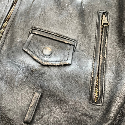 【中古品】【メンズ】 USED レザーライダースジャケット ライダース ジャケット BLACK ペイント加工 SIZE:38 ※ダメージ有・使用感あり 147-260705-io-21-fuzh 万代Net店