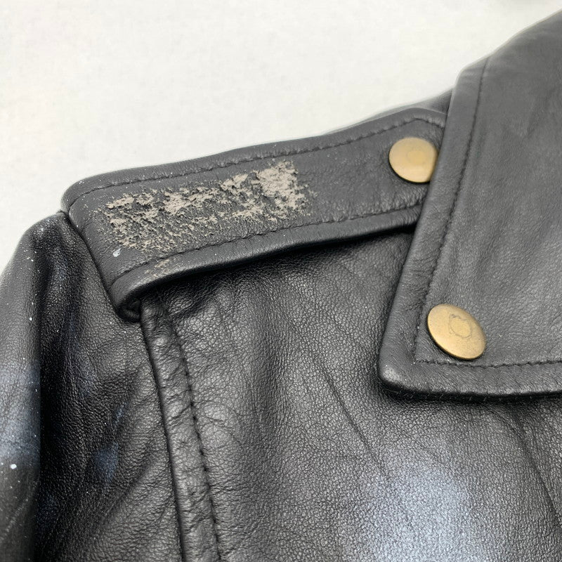 【中古品】【メンズ】 USED レザーライダースジャケット ライダース ジャケット BLACK ペイント加工 SIZE:38 ※ダメージ有・使用感あり 147-260705-io-21-fuzh 万代Net店