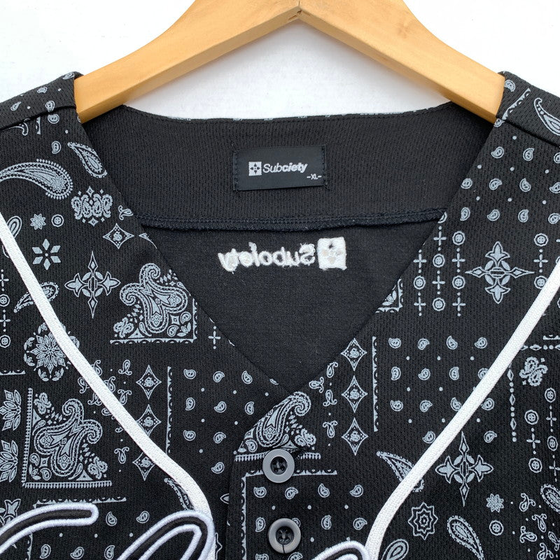 【中古品】【メンズ】 SUBCIETY BASEBALL SHIRT サブサエティ ベースボールシャツ 半袖シャツ ペイズリー柄 SIZE:XL 142-260705-io-18-fuzh 万代Net店