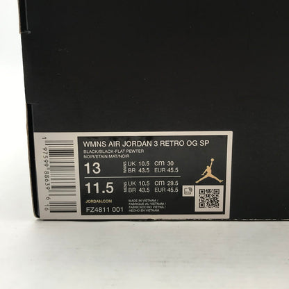 【中古美品】【メンズ】 NIKE × A MA MANIERE ナイキ アママニエール FZ4811-001 WMNS AIR JORDAN 3 RETRO OG SP エアジョーダン3 レトロ スニーカー 靴 160-260723-mh-04-fuzh サイズ：30cm カラー：ブラック 万代Net店