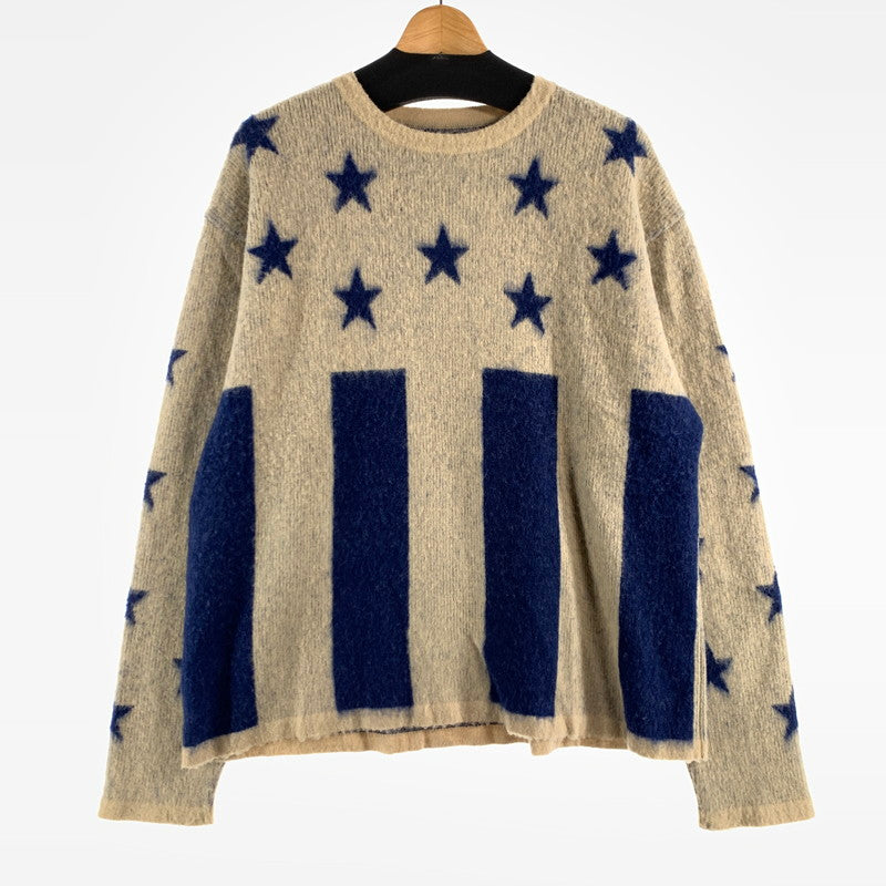 【中古品】【メンズ】 LIBERAL ARTS リベラルアーツ KNIT ニット 星条旗 US SHAGGY MOHAIR 142-260707-ny-05-fuzh サイズ：M カラー：ベージュ 青 万代Net店