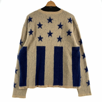 【中古品】【メンズ】 LIBERAL ARTS リベラルアーツ KNIT ニット 星条旗 US SHAGGY MOHAIR 142-260707-ny-05-fuzh サイズ：M カラー：ベージュ 青 万代Net店