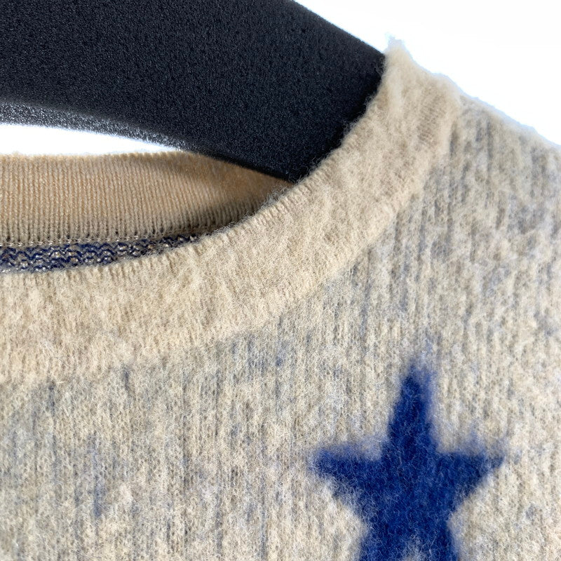 【中古品】【メンズ】 LIBERAL ARTS リベラルアーツ KNIT ニット 星条旗 US SHAGGY MOHAIR 142-260707-ny-05-fuzh サイズ：M カラー：ベージュ 青 万代Net店