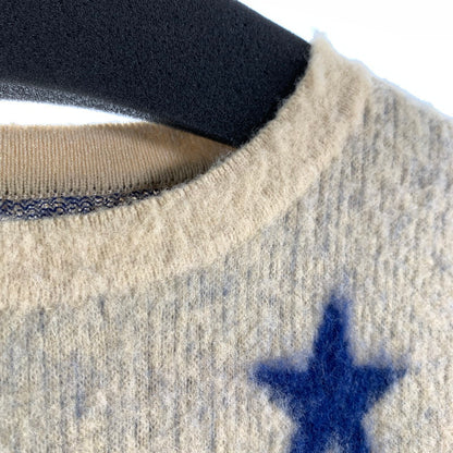 【中古品】【メンズ】 LIBERAL ARTS リベラルアーツ KNIT ニット 星条旗 US SHAGGY MOHAIR 142-260707-ny-05-fuzh サイズ：M カラー：ベージュ 青 万代Net店