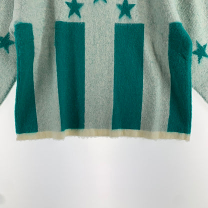 【中古品】【メンズ】 LIBERAL ARTS リベラルアーツ KNIT ニット 星条旗 US SHAGGY MOHAIR 170-260707-ny-04-fuzh サイズ：フリー カラー：ホワイト エメラルドグリーン 万代Net店