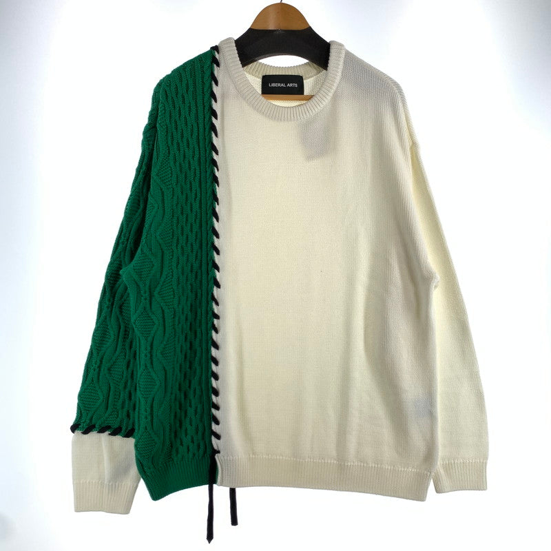【中古品】【メンズ】 LIBERAL ARTS リベラルアーツ KNIT ニットセーター バイカラー アシメ 142-260707-ny-03-fuzh サイズ：1 カラー：ホワイト グリーン 万代Net店