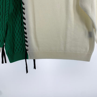 【中古品】【メンズ】 LIBERAL ARTS リベラルアーツ KNIT ニットセーター バイカラー アシメ 142-260707-ny-03-fuzh サイズ：1 カラー：ホワイト グリーン 万代Net店