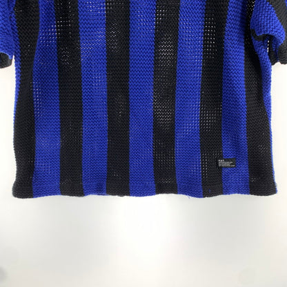 【中古品】【メンズ】 FAT エフエイティー F32510-KN01 UKNITFORM ユニットフォーム ストライプ SKINNY 半袖ニット 142-260707-ny-11-fuzh サイズ：L カラー：ブルー ブラック 万代Net店