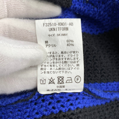 【中古品】【メンズ】 FAT エフエイティー F32510-KN01 UKNITFORM ユニットフォーム ストライプ SKINNY 半袖ニット 142-260707-ny-11-fuzh サイズ：L カラー：ブルー ブラック 万代Net店