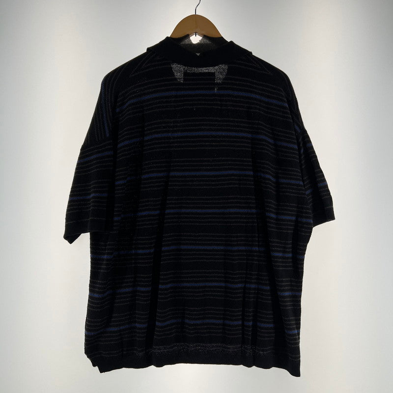 【中古品】【メンズ】 TIGHTBOOTH タイトブース SS25-KN01 BOARDER KNIT POLO SHIRT ボーダーニットポロシャツ 142-260710-ny-04-fuzh サイズ：M カラー：ブラック ブルー 万代Net店