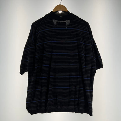 【中古品】【メンズ】 TIGHTBOOTH タイトブース SS25-KN01 BOARDER KNIT POLO SHIRT ボーダーニットポロシャツ 142-260710-ny-04-fuzh サイズ：M カラー：ブラック ブルー 万代Net店