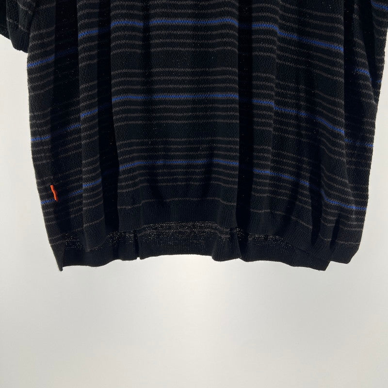 【中古品】【メンズ】 TIGHTBOOTH タイトブース SS25-KN01 BOARDER KNIT POLO SHIRT ボーダーニットポロシャツ 142-260710-ny-04-fuzh サイズ：M カラー：ブラック ブルー 万代Net店