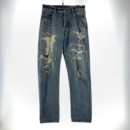 【中古品】【メンズ】 MINEDENIM マインデニム USS DENIM PANTS ダメージデニムパンツ 151-260707-ny-02-fuzh サイズ：5（XS） カラー：ブルー 万代Net店