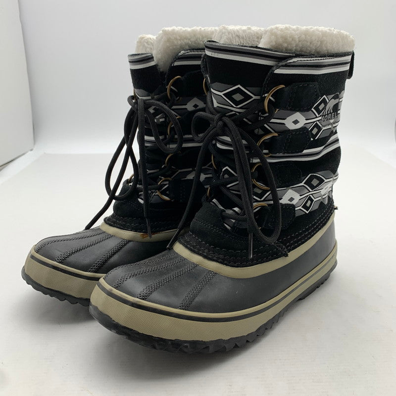 【中古品】【レディース】 SOREL ソレル スノーブーツ BLACK チマヨ柄 SIZE:24.0㎝ ※汚れ・毛玉・毛の付着・プリントヒビ・使用感有 靴 167-260811-io-56-fuzh カラー：ブラック 万代Net店