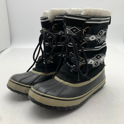 【中古品】【レディース】 SOREL ソレル スノーブーツ BLACK チマヨ柄 SIZE:24.0㎝ ※汚れ・毛玉・毛の付着・プリントヒビ・使用感有 靴 167-260811-io-56-fuzh カラー：ブラック 万代Net店