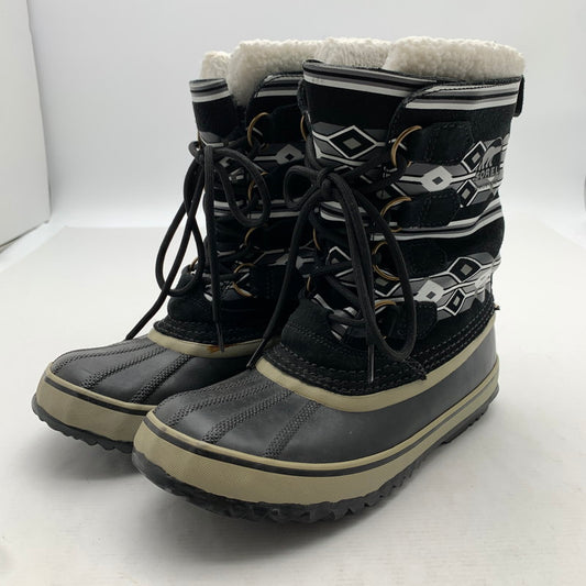【中古品】【レディース】 SOREL ソレル スノーブーツ BLACK チマヨ柄 SIZE:24.0㎝ ※汚れ・毛玉・毛の付着・プリントヒビ・使用感有 靴 167-260811-io-56-fuzh カラー：ブラック 万代Net店
