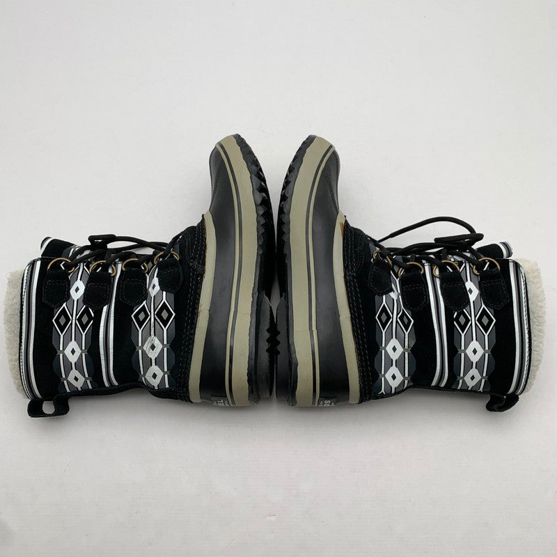 【中古品】【レディース】 SOREL ソレル スノーブーツ BLACK チマヨ柄 SIZE:24.0㎝ ※汚れ・毛玉・毛の付着・プリントヒビ・使用感有 靴 167-260811-io-56-fuzh カラー：ブラック 万代Net店