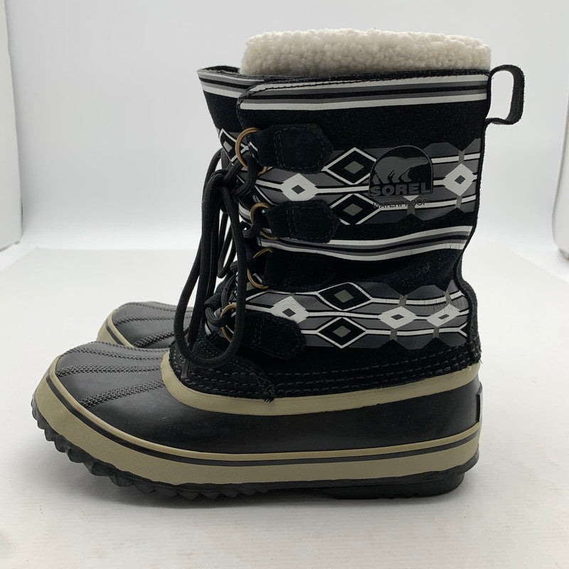 【中古品】【レディース】 SOREL ソレル スノーブーツ BLACK チマヨ柄 SIZE:24.0㎝ ※汚れ・毛玉・毛の付着・プリントヒビ・使用感有 靴 167-260811-io-56-fuzh カラー：ブラック 万代Net店
