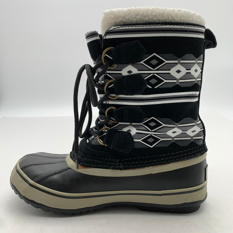 【中古品】【レディース】 SOREL ソレル スノーブーツ BLACK チマヨ柄 SIZE:24.0㎝ ※汚れ・毛玉・毛の付着・プリントヒビ・使用感有 靴 167-260811-io-56-fuzh カラー：ブラック 万代Net店
