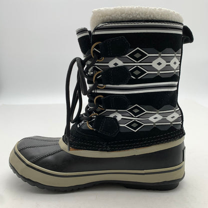 【中古品】【レディース】 SOREL ソレル スノーブーツ BLACK チマヨ柄 SIZE:24.0㎝ ※汚れ・毛玉・毛の付着・プリントヒビ・使用感有 靴 167-260811-io-56-fuzh カラー：ブラック 万代Net店