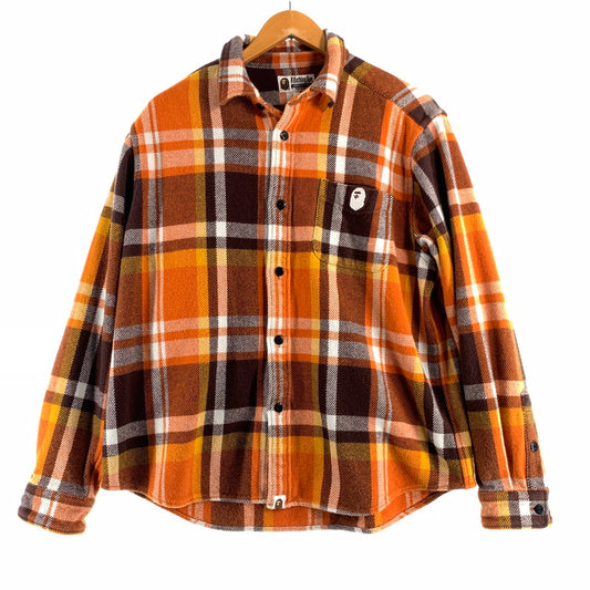 【中古品】【メンズ】 A BATHING APE ア・ベイシング・エイプ 001SHK801004M CHECK RELAXED FIT SHIRT チェックシャツ リラックスフィット ORANGE SIZE:Ｌ 142-260719-io-03-fuzh 万代Net店