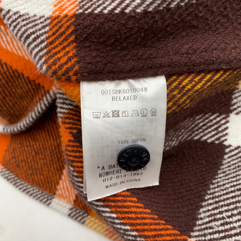 【中古品】【メンズ】 A BATHING APE ア・ベイシング・エイプ 001SHK801004M CHECK RELAXED FIT SHIRT チェックシャツ リラックスフィット ORANGE SIZE:Ｌ 142-260719-io-03-fuzh 万代Net店