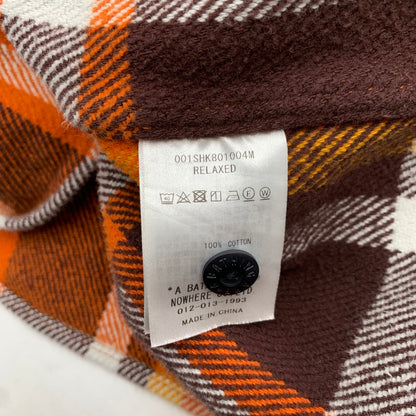【中古品】【メンズ】 A BATHING APE ア・ベイシング・エイプ 001SHK801004M CHECK RELAXED FIT SHIRT チェックシャツ リラックスフィット ORANGE SIZE:Ｌ 142-260719-io-03-fuzh 万代Net店
