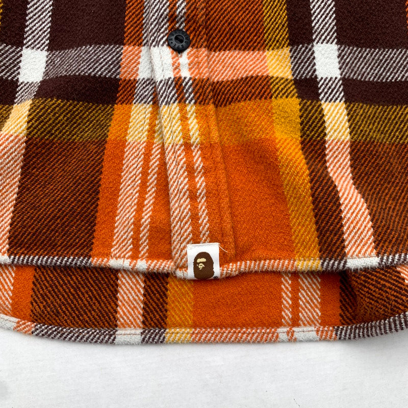 【中古品】【メンズ】 A BATHING APE ア・ベイシング・エイプ 001SHK801004M CHECK RELAXED FIT SHIRT チェックシャツ リラックスフィット ORANGE SIZE:Ｌ 142-260719-io-03-fuzh 万代Net店