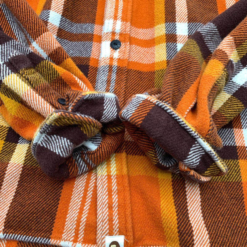 【中古品】【メンズ】 A BATHING APE ア・ベイシング・エイプ 001SHK801004M CHECK RELAXED FIT SHIRT チェックシャツ リラックスフィット ORANGE SIZE:Ｌ 142-260719-io-03-fuzh 万代Net店