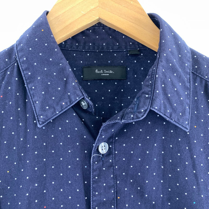 【中古品】【メンズ】 PAUL SMITH ポール・スミス PL-CR-70046 長袖シャツ NAVY SIZE:M ドット ※使用感有 141-260920-io-26-fuzh カラー：ネイビー 万代Net店
