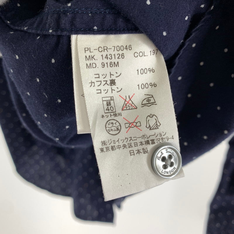 【中古品】【メンズ】 PAUL SMITH ポール・スミス PL-CR-70046 長袖シャツ NAVY SIZE:M ドット ※使用感有 141-260920-io-26-fuzh カラー：ネイビー 万代Net店