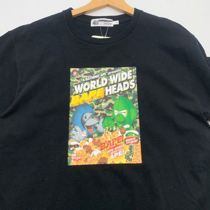 【中古品】【メンズ】 BAPE HEADS TOUR OZXTEMX09007N ベイプ ヘッズ 2000イベント 半袖Tシャツ カットソー ブランド 古着 142-260726-gm-03-fuzh サイズ：L カラー：ブラック 万代Net店