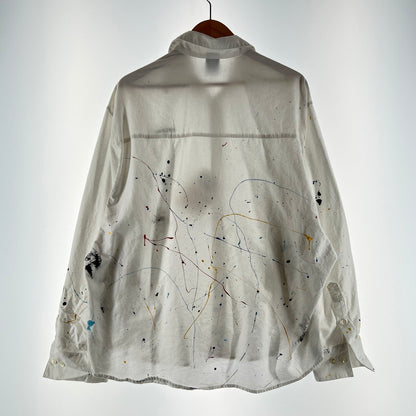 【中古品】【メンズ】 APPLEBUM アップルバム PAINT OVERSIZE SHIRT ペイントオーバーシャツ 142-260710-ny-01-fuzh サイズ：L カラー：ホワイト 万代Net店