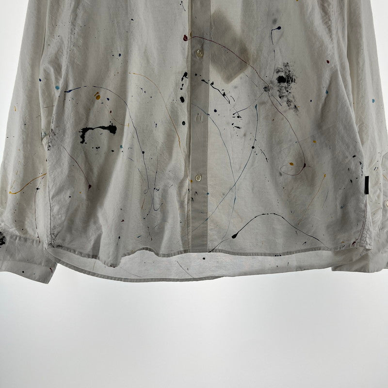 【中古品】【メンズ】 APPLEBUM アップルバム PAINT OVERSIZE SHIRT ペイントオーバーシャツ 142-260710-ny-01-fuzh サイズ：L カラー：ホワイト 万代Net店