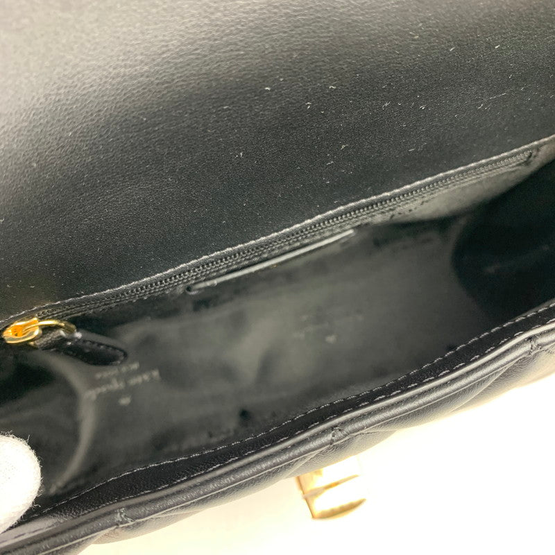 【中古品】 KATE SPADE NEW YORK ケイトスペードニューヨーク キャリー スモール フラップ クロスボディ カラーBLACK.ゴールド キルティング ショルダー カバン 180-260714-ky-08-fuzh 万代Net店