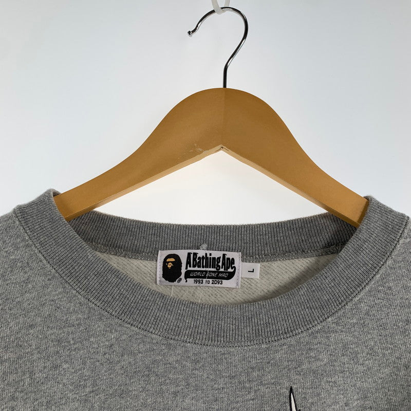 【中古品】【メンズ】 A BATHING APE ア・ベイシング・エイプ 25AW EMBROIDERY STYLE JAPANESE CRANE CREWNECK クルーネック スウェット トレーナー GRAY SIZE:L ロゴに鶴刺繍 ※毛の付着あり 142-260719-io-18-fuzh 万代Net店