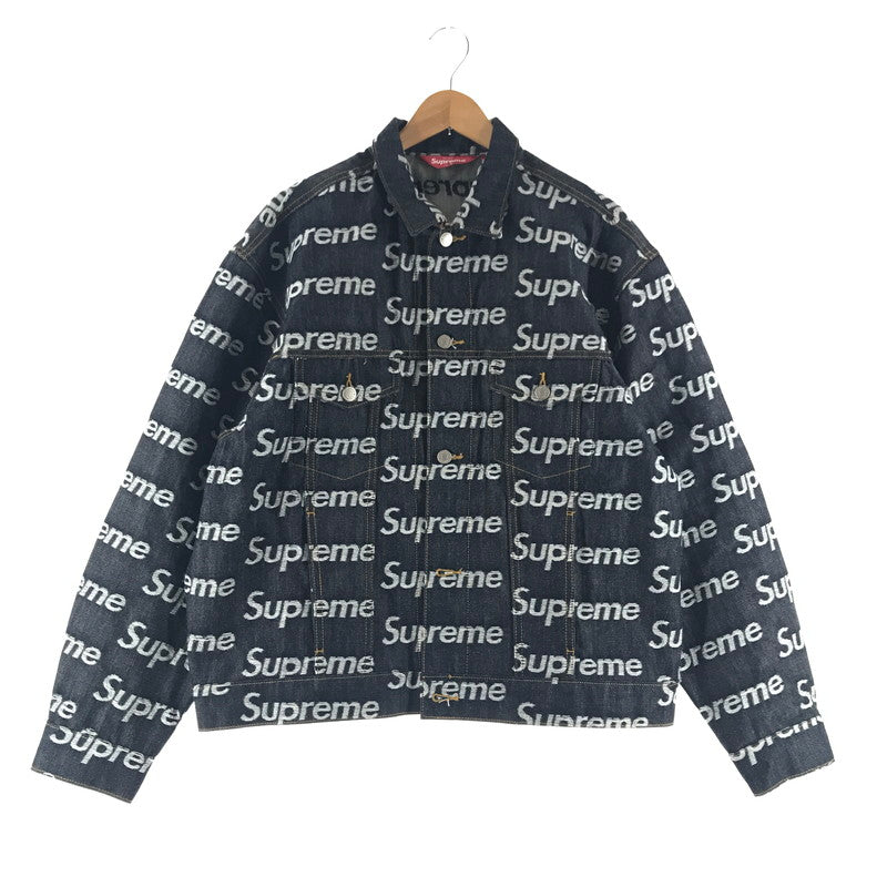 【中古品】【メンズ】 SUPREME シュプリーム JACQUARD LOGOS DENIM TRUCKER JACKET ジャカード ロゴ デニム トラッカー ジャケット カラー INDIGO SIZE:L 149-260713-ky-04-fuzh 万代Net店