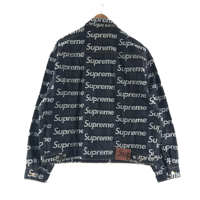 【中古品】【メンズ】 SUPREME シュプリーム JACQUARD LOGOS DENIM TRUCKER JACKET ジャカード ロゴ デニム トラッカー ジャケット カラー INDIGO SIZE:L 149-260713-ky-04-fuzh 万代Net店