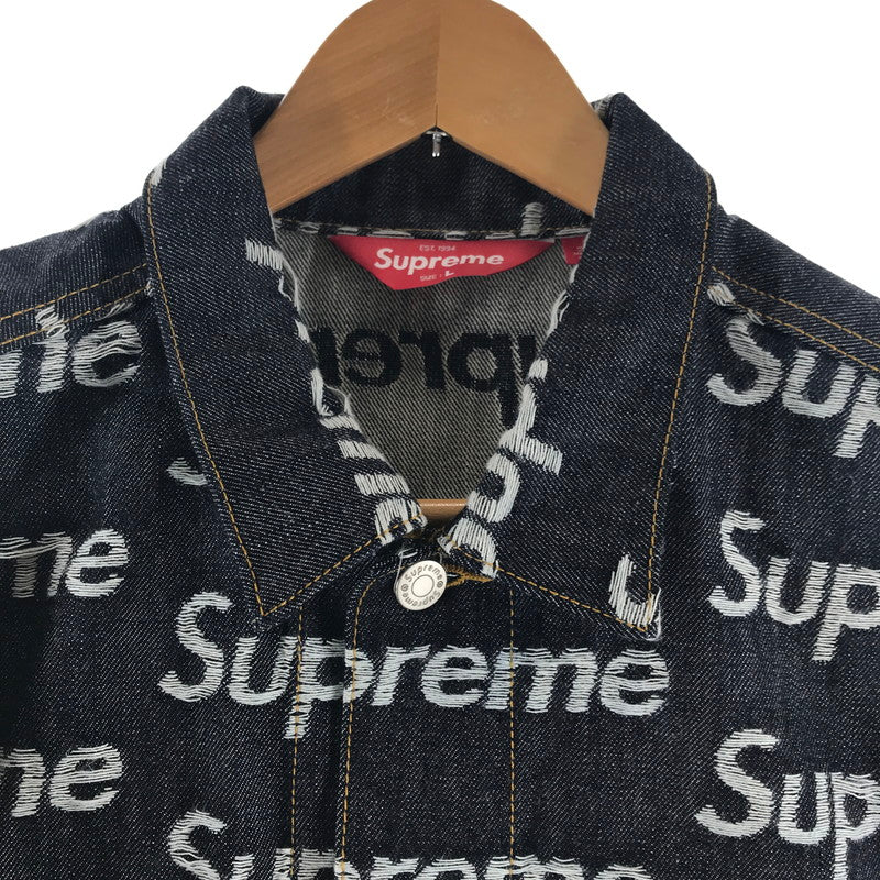 【中古品】【メンズ】 SUPREME シュプリーム JACQUARD LOGOS DENIM TRUCKER JACKET ジャカード ロゴ デニム トラッカー ジャケット カラー INDIGO SIZE:L 149-260713-ky-04-fuzh 万代Net店