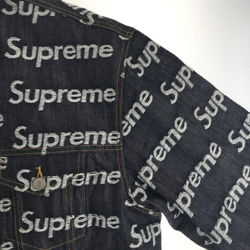 【中古品】【メンズ】 SUPREME シュプリーム JACQUARD LOGOS DENIM TRUCKER JACKET ジャカード ロゴ デニム トラッカー ジャケット カラー INDIGO SIZE:L 149-260713-ky-04-fuzh 万代Net店