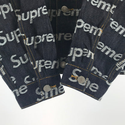【中古品】【メンズ】 SUPREME シュプリーム JACQUARD LOGOS DENIM TRUCKER JACKET ジャカード ロゴ デニム トラッカー ジャケット カラー INDIGO SIZE:L 149-260713-ky-04-fuzh 万代Net店