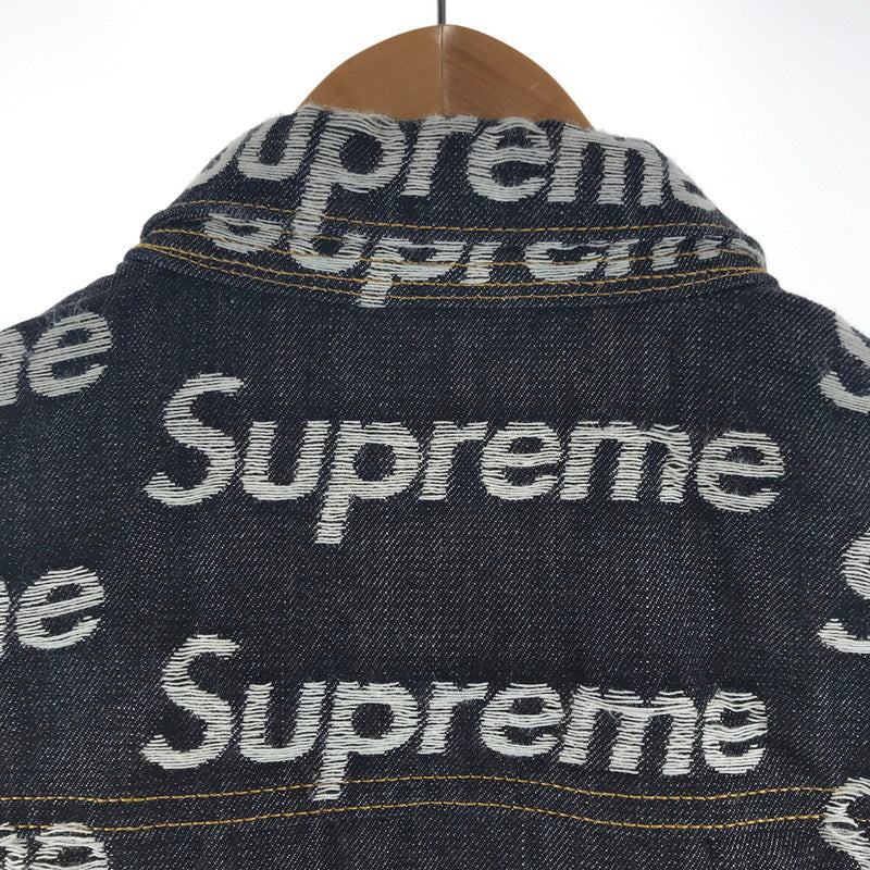 【中古品】【メンズ】 SUPREME シュプリーム JACQUARD LOGOS DENIM TRUCKER JACKET ジャカード ロゴ デニム トラッカー ジャケット カラー INDIGO SIZE:L 149-260713-ky-04-fuzh 万代Net店