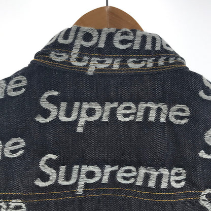 【中古品】【メンズ】 SUPREME シュプリーム JACQUARD LOGOS DENIM TRUCKER JACKET ジャカード ロゴ デニム トラッカー ジャケット カラー INDIGO SIZE:L 149-260713-ky-04-fuzh 万代Net店