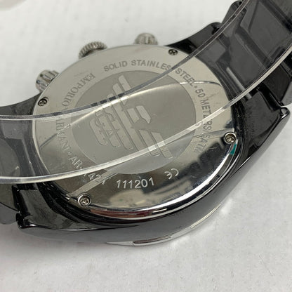 【中古品】【メンズ】 EMPORIO ARMANI エンポリオ アルマーニ AR-1421 クォーツ時計 カラーBLACK コマ、ケース付属 時計 197-260714-ky-19-fuzh 万代Net店