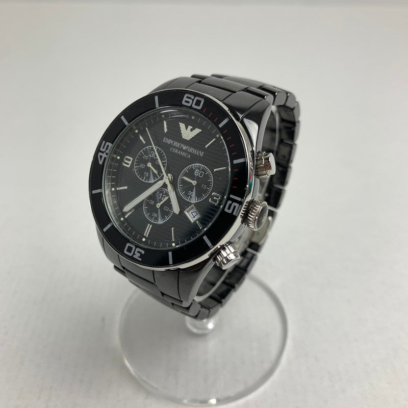 【中古品】【メンズ】 EMPORIO ARMANI エンポリオ アルマーニ AR-1421 クォーツ時計 カラーBLACK コマ、ケース付属 時計 197-260714-ky-19-fuzh 万代Net店