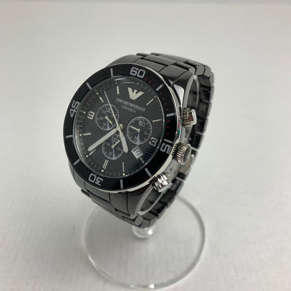 【中古品】【メンズ】 EMPORIO ARMANI エンポリオ アルマーニ AR-1421 クォーツ時計 カラーBLACK コマ、ケース付属 時計 197-260714-ky-19-fuzh 万代Net店