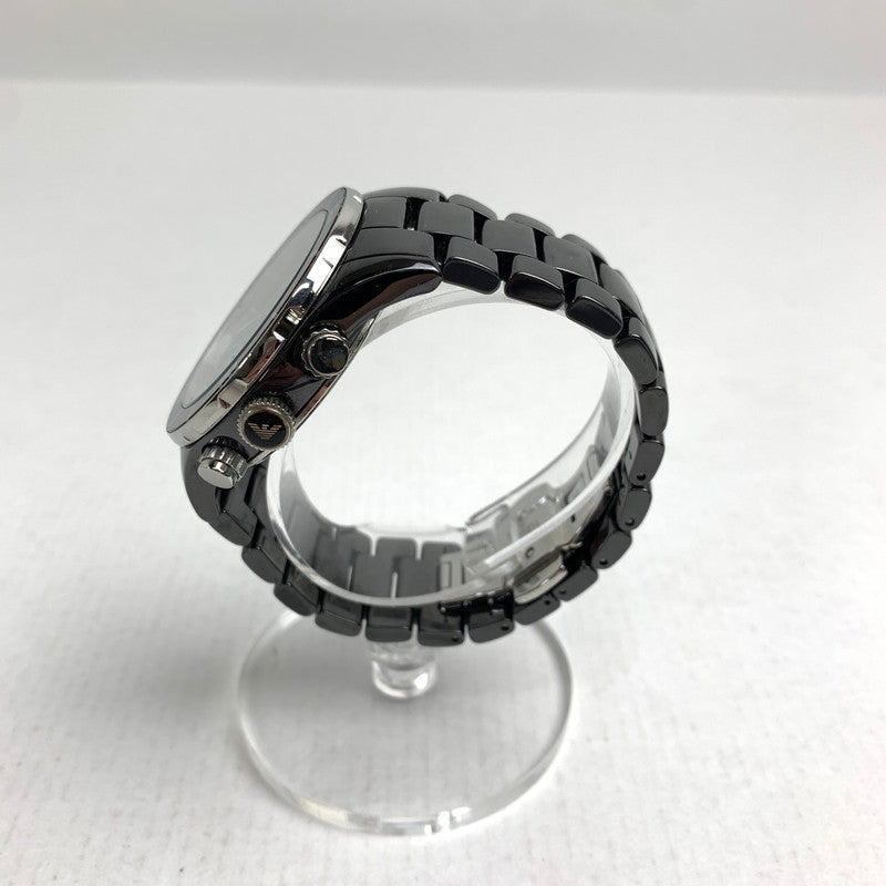 【中古品】【メンズ】 EMPORIO ARMANI エンポリオ アルマーニ AR-1421 クォーツ時計 カラーBLACK コマ、ケース付属 時計 197-260714-ky-19-fuzh 万代Net店